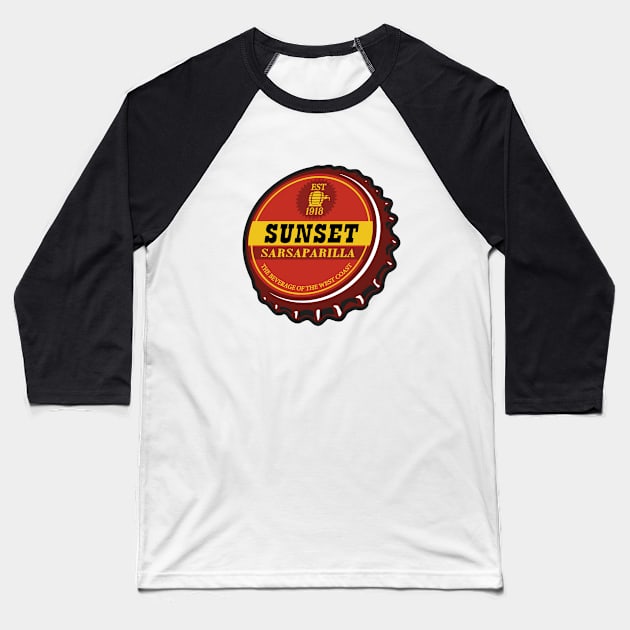 Vintage Sunset Sarsaparilla Bottlecap Baseball T-Shirt by StudioPM71